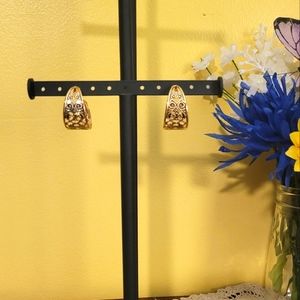 BEAUTIFUL GOLD Filigree Vintage Moon Shaped Wide Hoop Earrings 1980's Jewelry